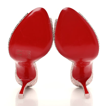 Christian Louboutin Suede Crystal Strass Plume Pin Up 100 37.5 Vintage Rose 5 of 7