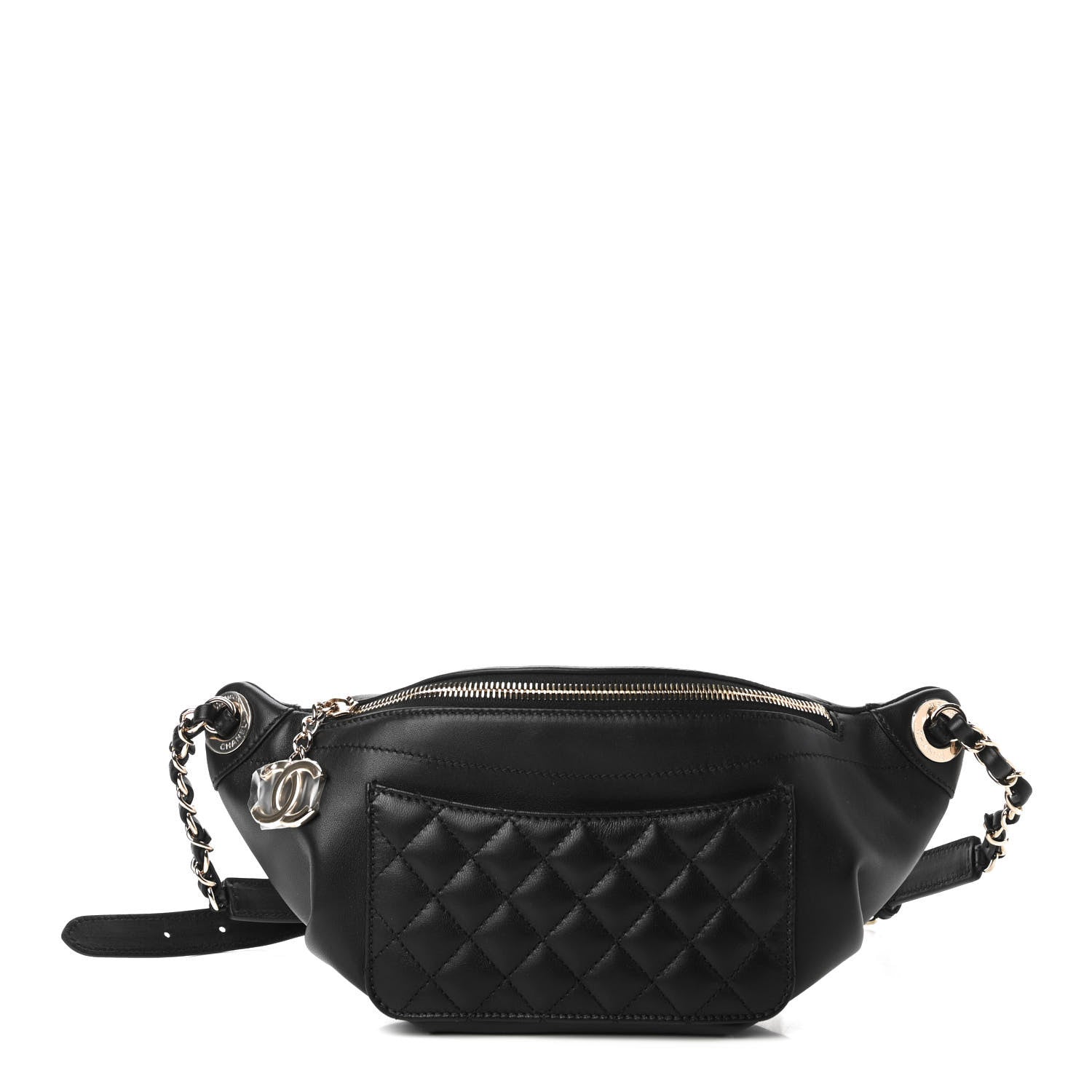 Chanel Lambskin Quilted Waist Bag Fanny Pack Black 1 of 11