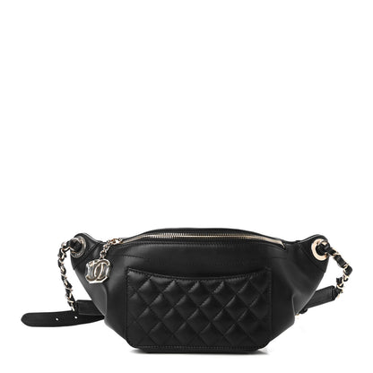 Chanel Lambskin Quilted Waist Bag Fanny Pack Black 1 of 11