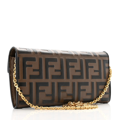 Fendi Vitello Soft F is Fendi Bi-Color FF 1974 Embossed Continental Envelope Wallet On Chain Maya Black 3 of 13