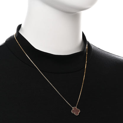 Van Cleef & Arpels 18K Yellow Gold Carnelian Vintage Alhambra Pendant Necklace 2 of 8