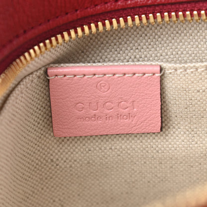 Gucci Azalea Calfskin Enamel Matelasse Diagonal Small Torchon GG Marmont Chain Shoulder Bag New Cherry Red Wild Rose 6 of 10