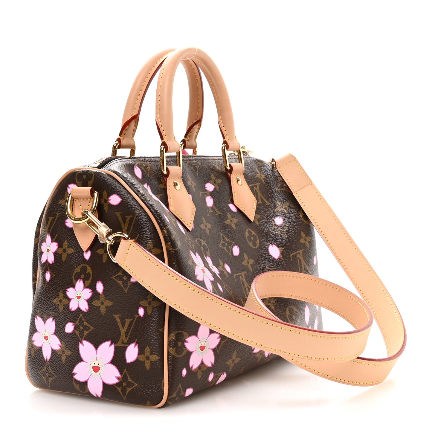 LV X TM Monogram Cherry Blossom Speedy Bandouliere 25 Sakura Brown