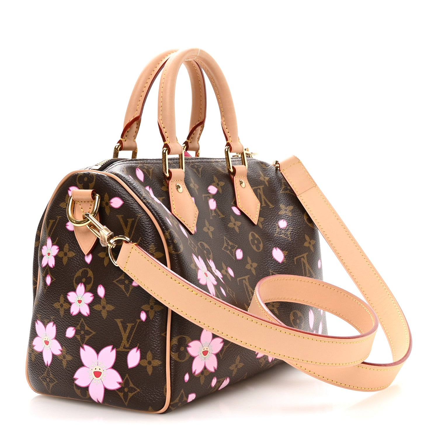 Louis Vuitton LV X TM Monogram Cherry Blossom Speedy Bandouliere 25 Sakura Brown 3 of 9