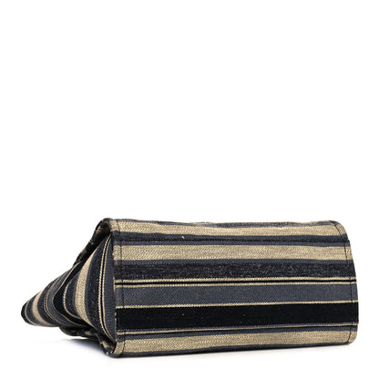 Chanel Striped Canvas Medium Deauville Tote Black 4 of 12