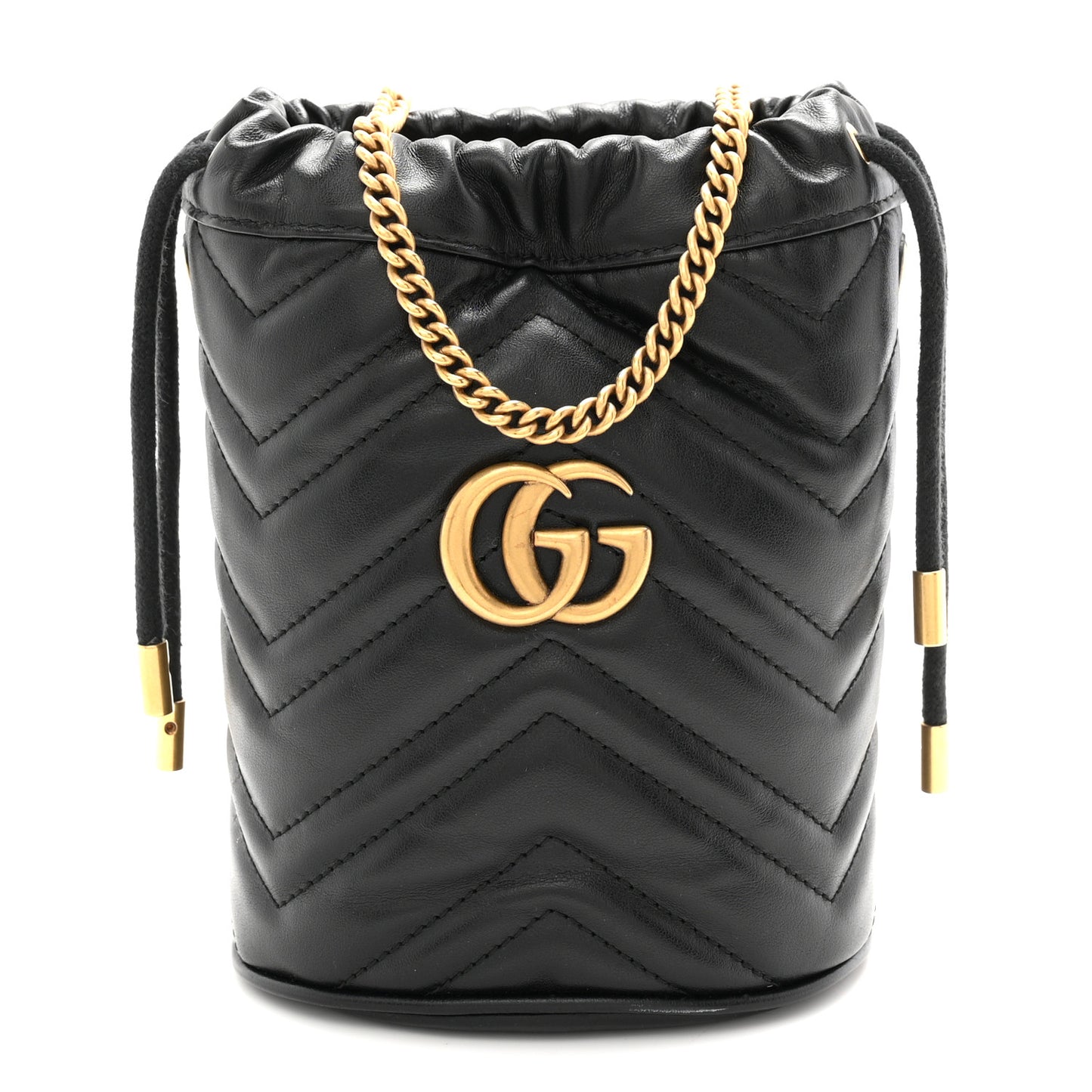 Calfskin Matelasse Mini GG Marmont 2.0 Bucket Bag Black