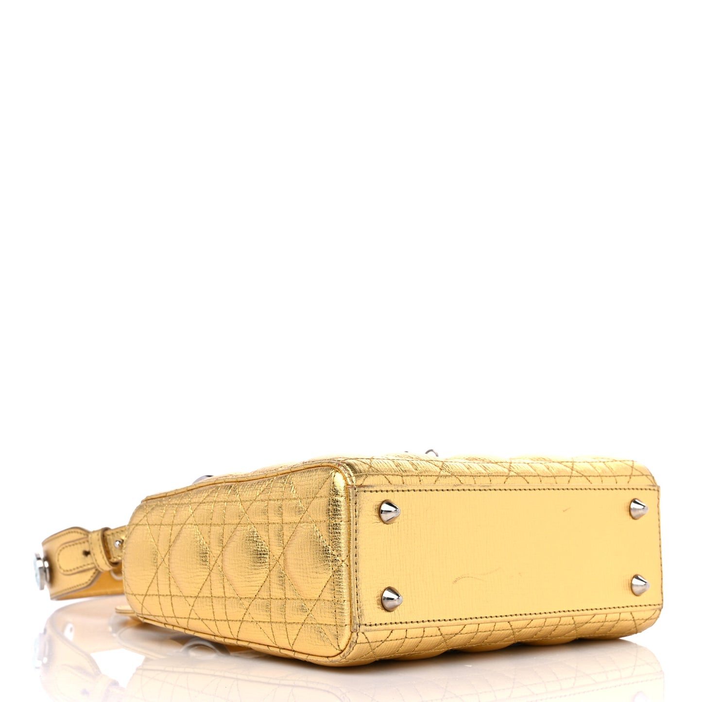 Metallic Grained Calfskin Cannage Small Lucky Badges My Lady Dior Gold