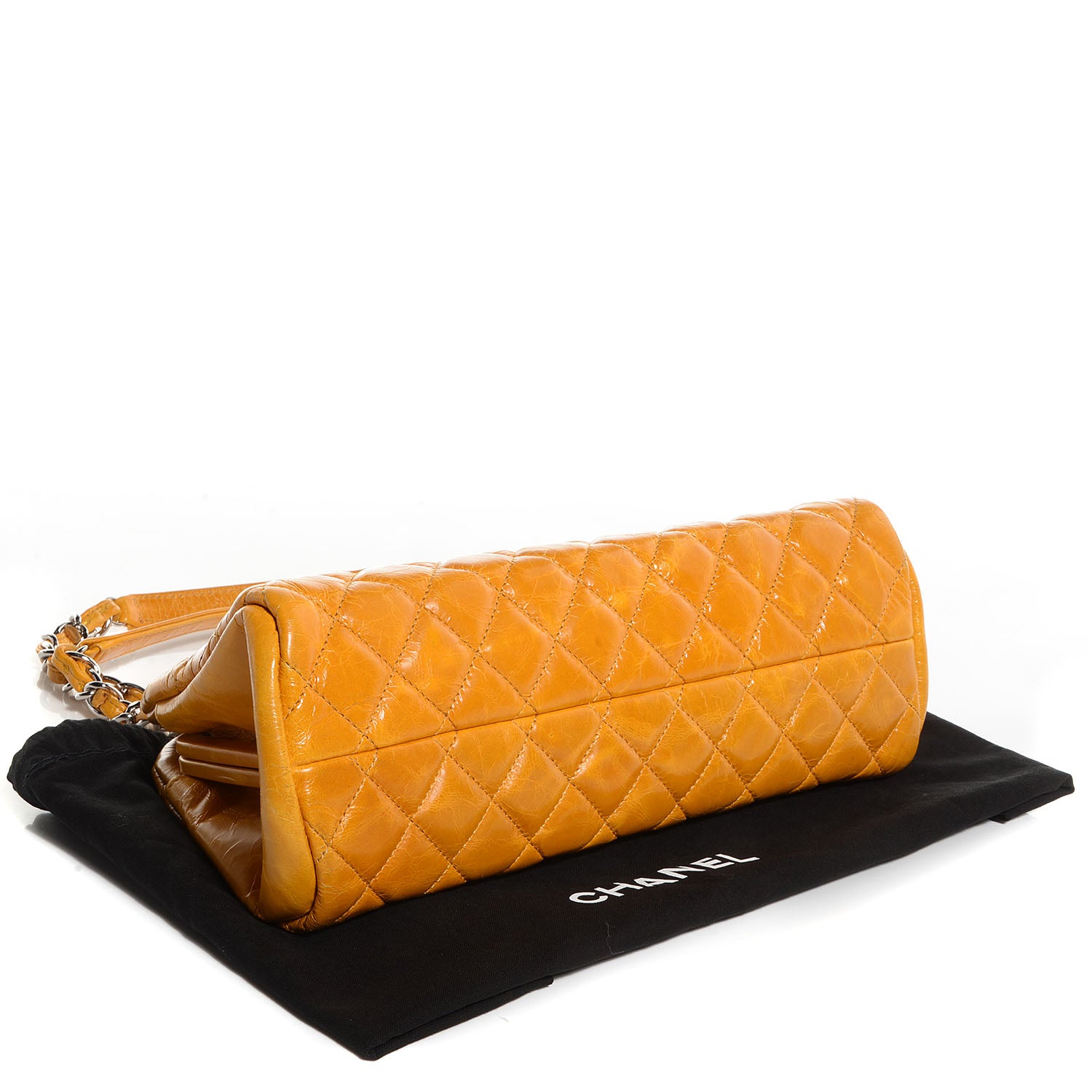 Chanel Glazed Calfskin Small Just Mademoiselle Bowling Bag Dark Orange 4 of 7