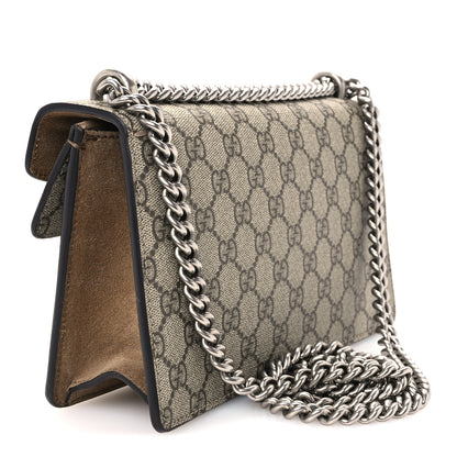 Gucci GG Supreme Monogram Suede Crystal Small Dionysus Shoulder Bag Beige Ebony Taupe 3 of 10