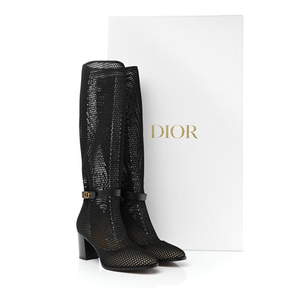 Christian Dior Calfskin Resille Empreinte High Boots 38.5 Black 10 of 10