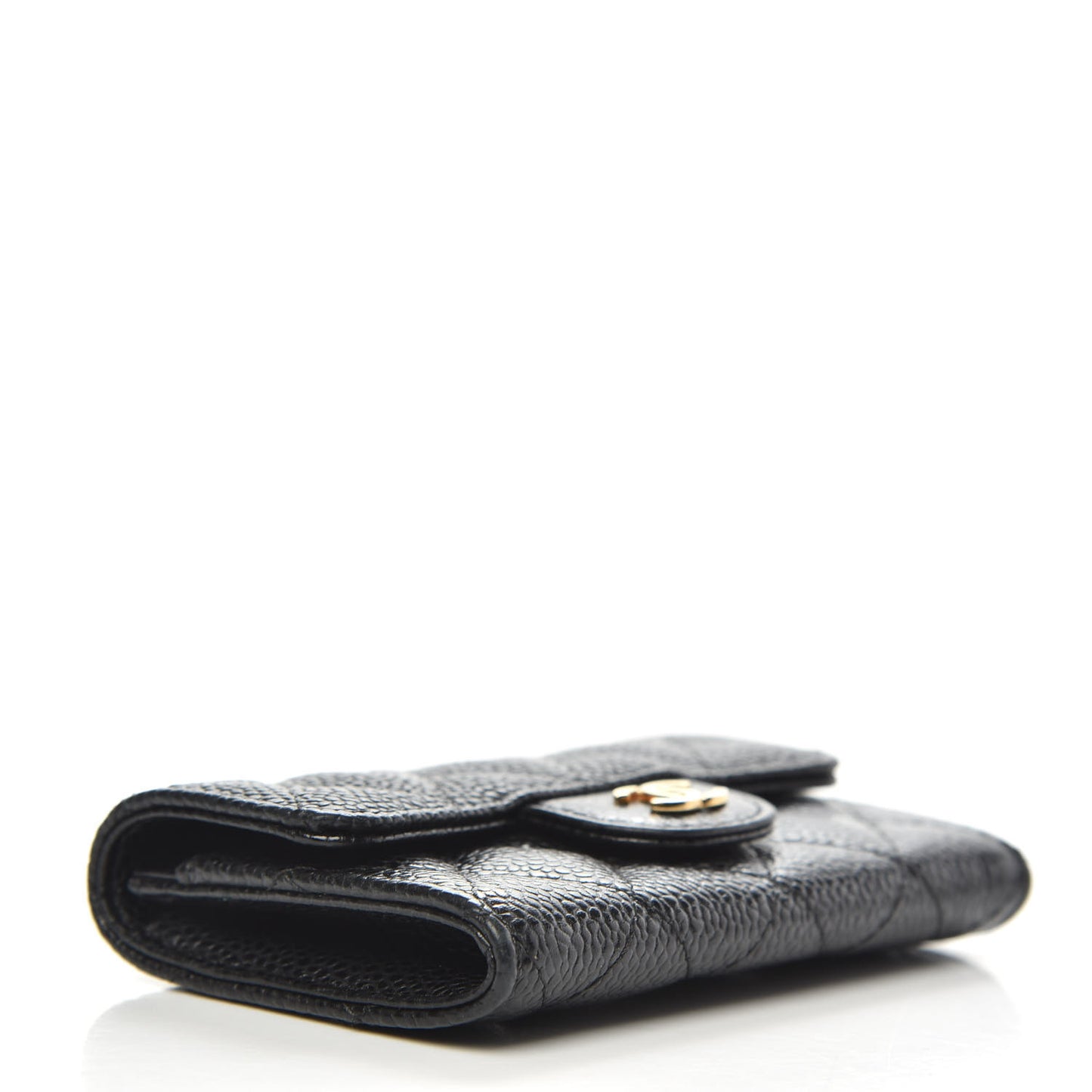 Caviar Quilted Flap Card Holder Black