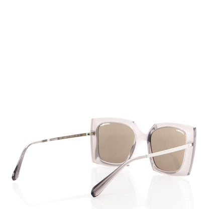 Chanel 18K White Gold Mirror Square Sunglasses 6051 Gray 4 of 7
