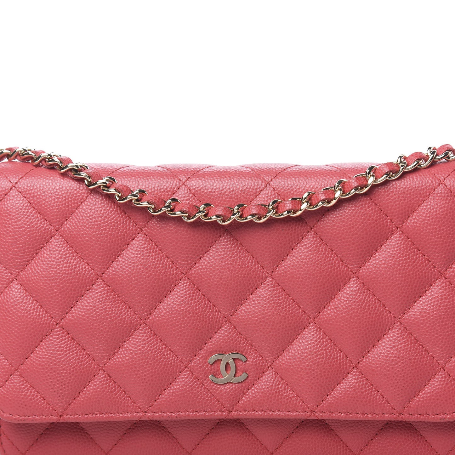 Caviar Quilted Wallet On Chain WOC Pink