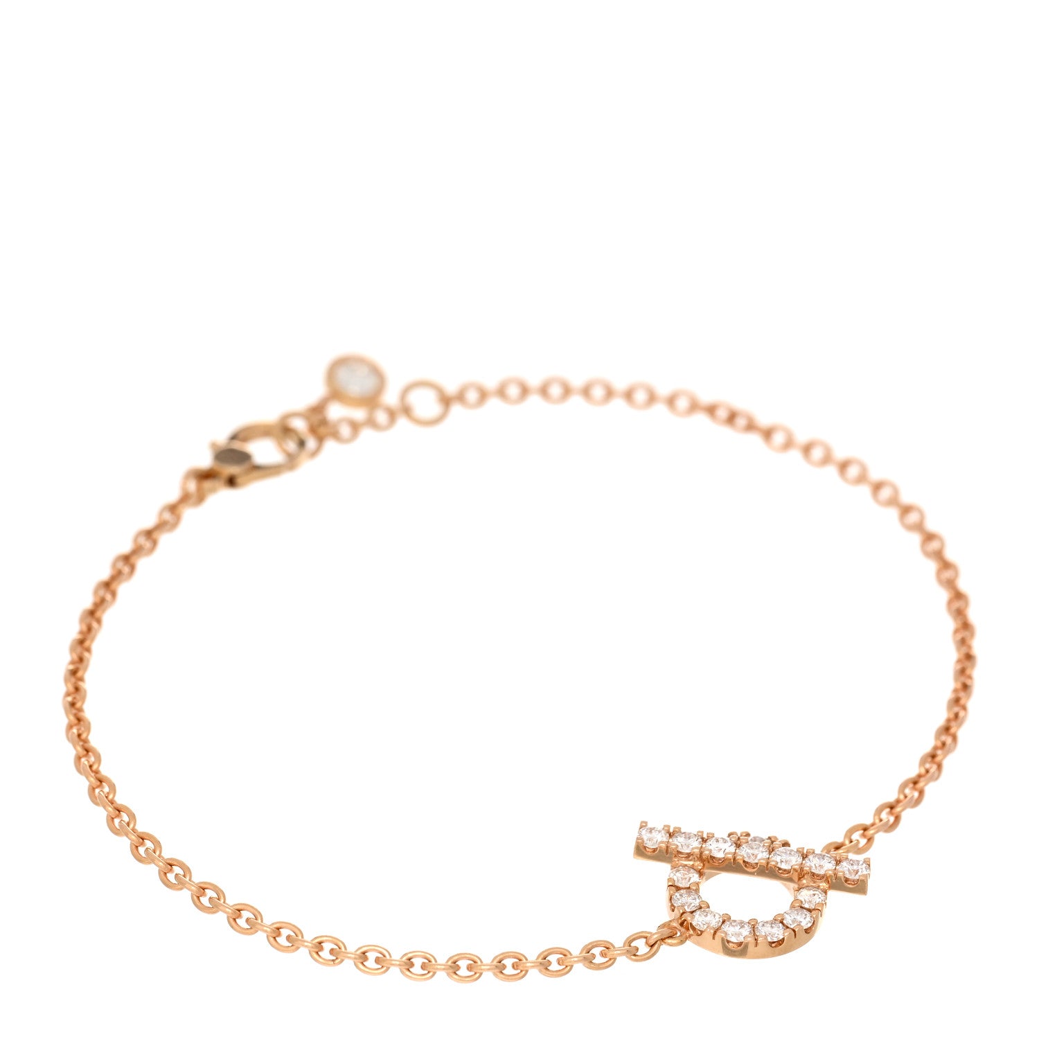 Hermes 18K Rose Gold Diamond Finesse Bracelet LG 1 of 3