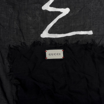 Gucci Modal Silk Coco Capitan Logo Square Scarf Black 4 of 4