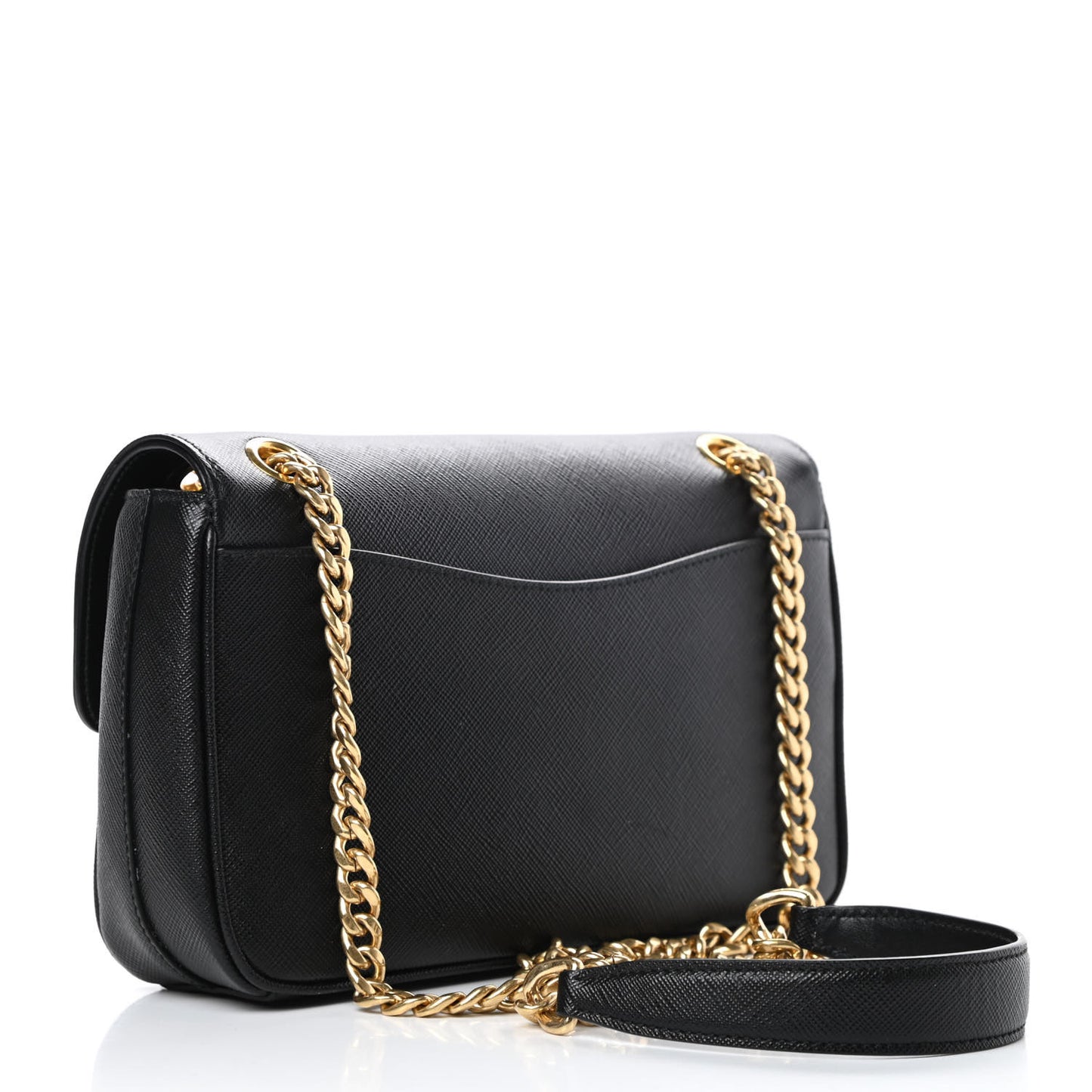 Saffiano Flap Shoulder Bag Black