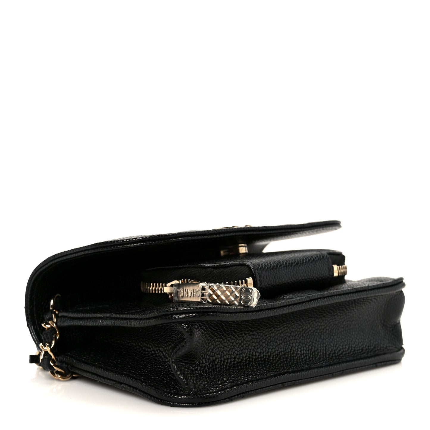 Caviar Quilted Business Affinity Clutch With Chain Black