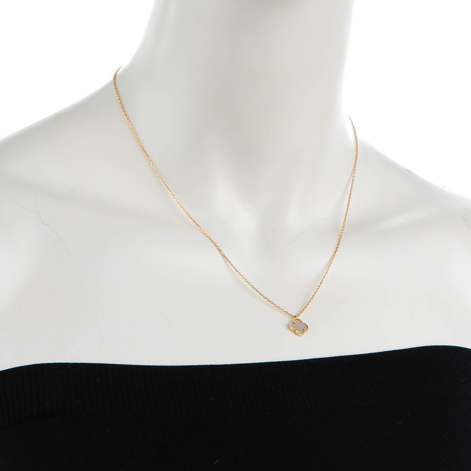 Van Cleef & Arpels 18K Yellow Gold Mother of Pearl Sweet Alhambra Pendant Necklace 2 of 7
