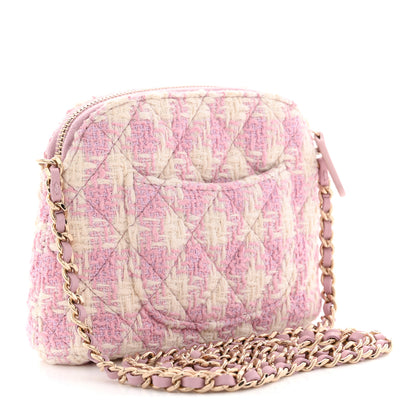 Chanel Tweed Quilted Mini Clutch With Chain Pink 3 of 11