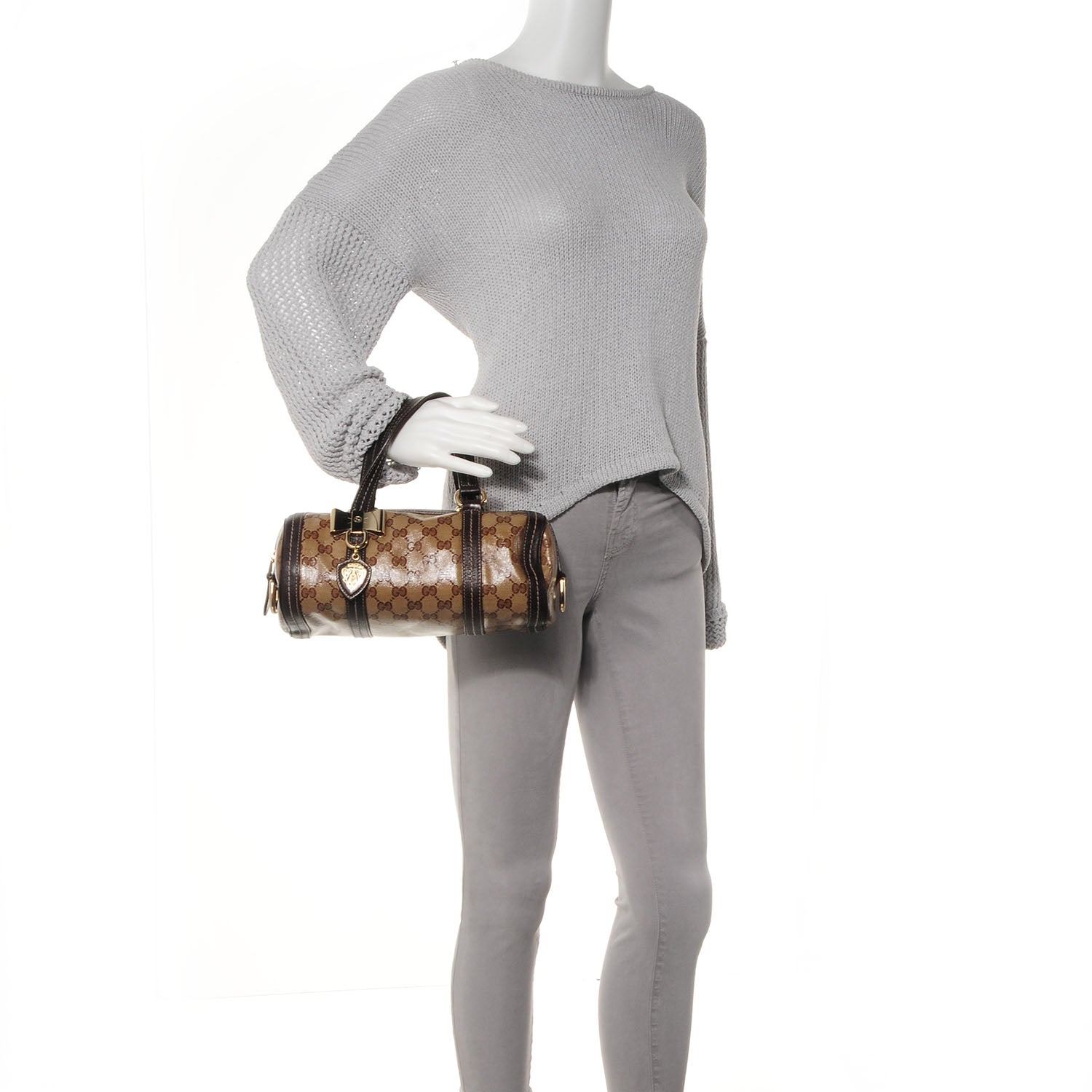 Gucci Crystal Monogram Duchessa Small Boston Bag Brown 2 of 7