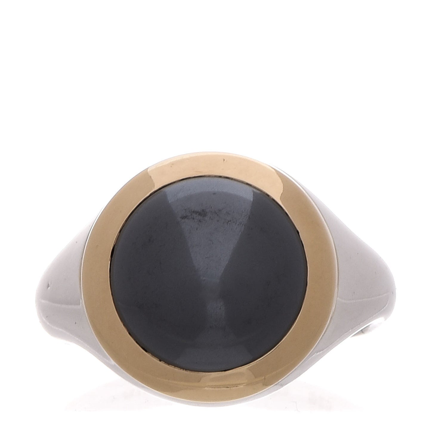 Sterling Silver 18K Yellow Gold Hematite Ring 53 6.25
