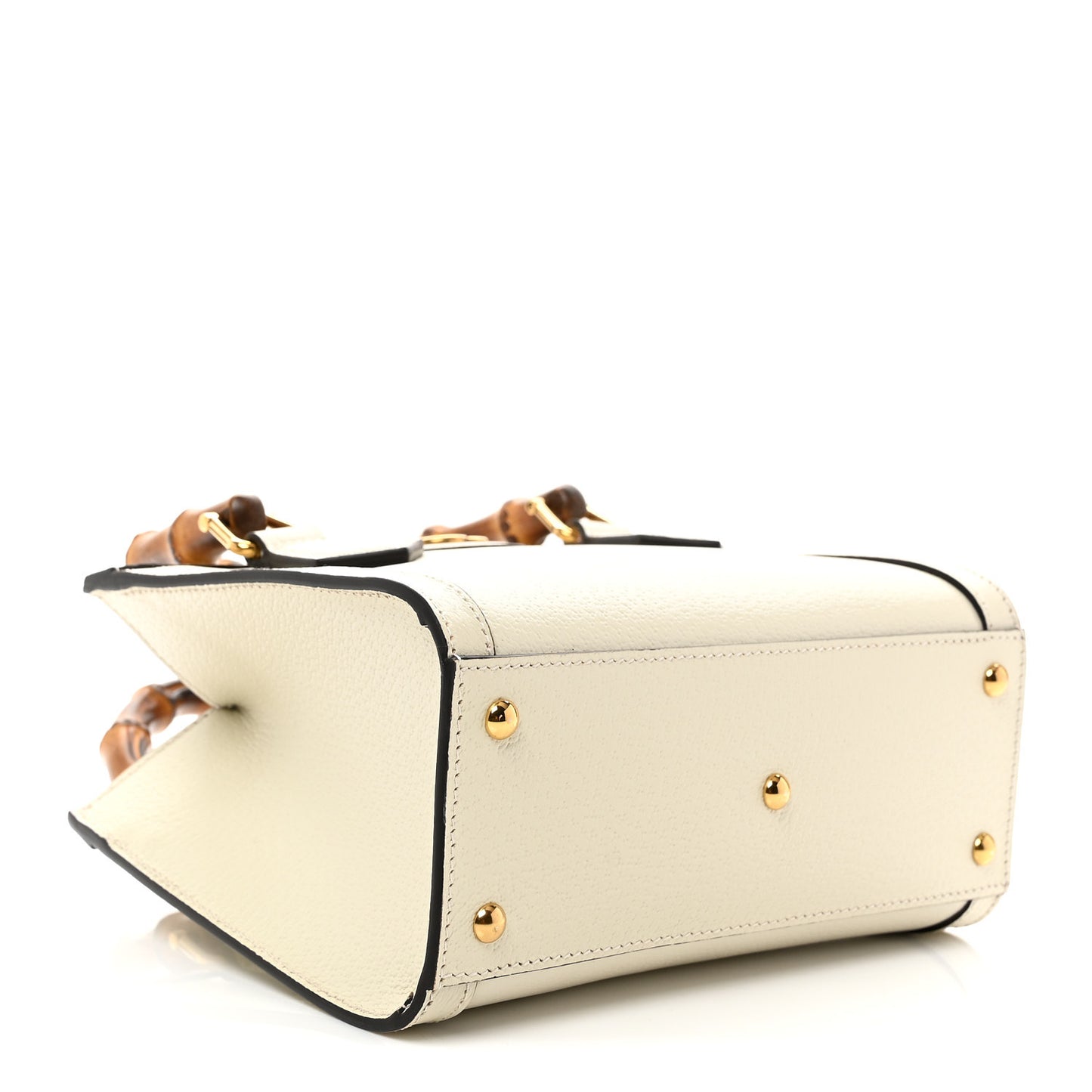 Textured Calfskin Web Mini Diana Tote Bag Mystic White