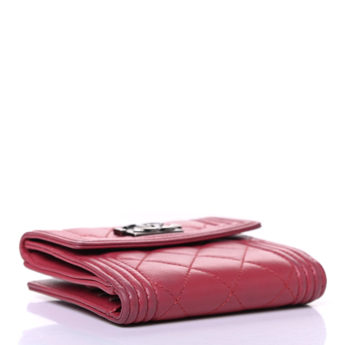 Lambskin Quilted Compact Boy Wallet Fuchsia