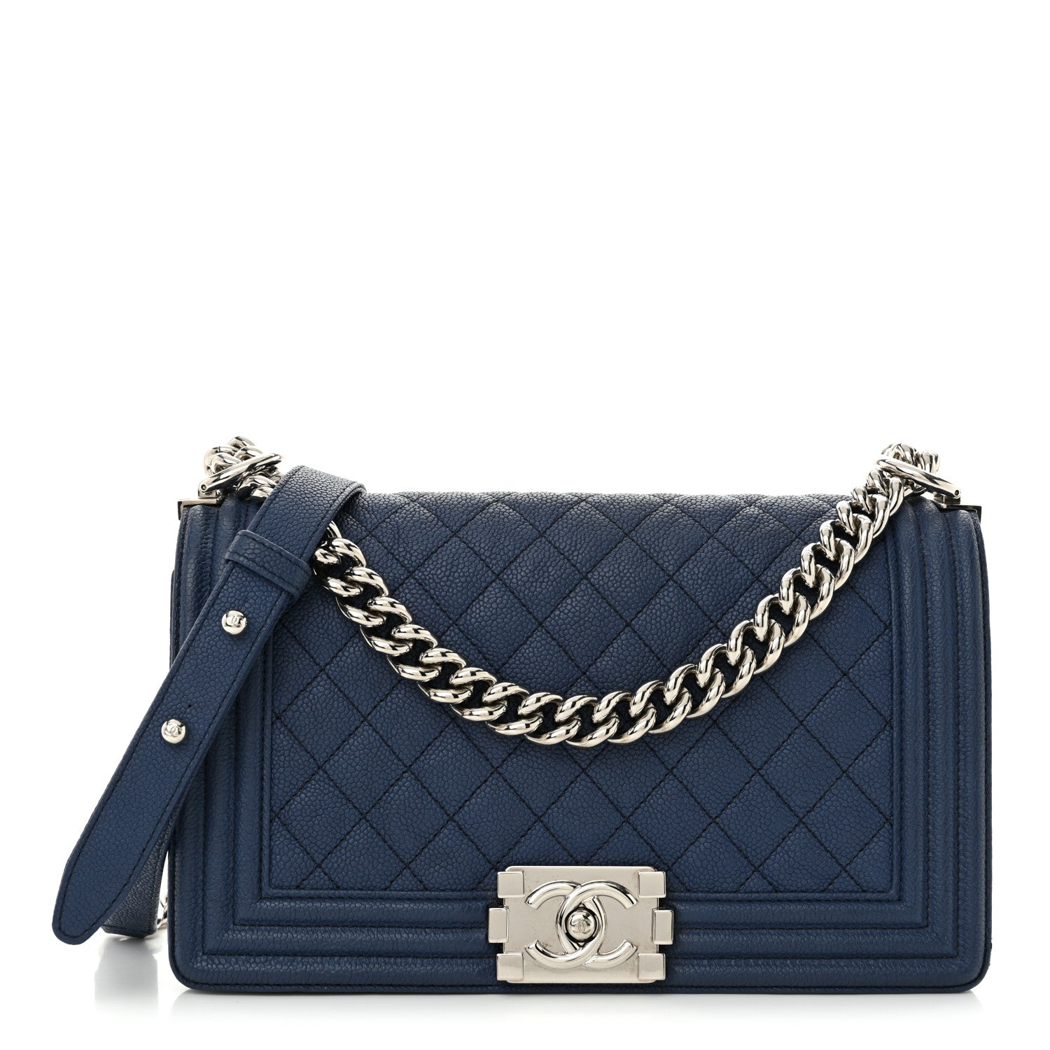 Chanel Iridescent Caviar Quilted Medium Boy Flap Blue 1 of 10