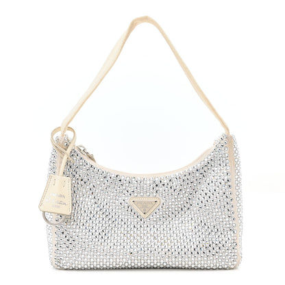 Prada Satin Crystal Mini Re-Edition 2000 Bag White 1 of 14