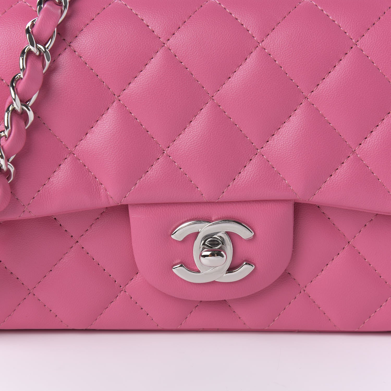 Chanel Lambskin Quilted Mini Rectangular Flap Dark Pink 10 of 11