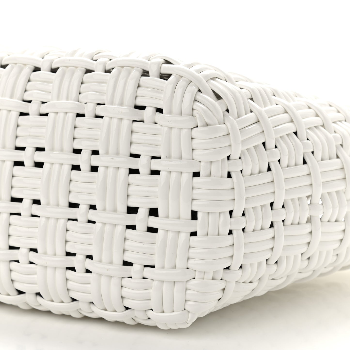 Varnished Faux Calfskin Braided XS Bistro Basket White