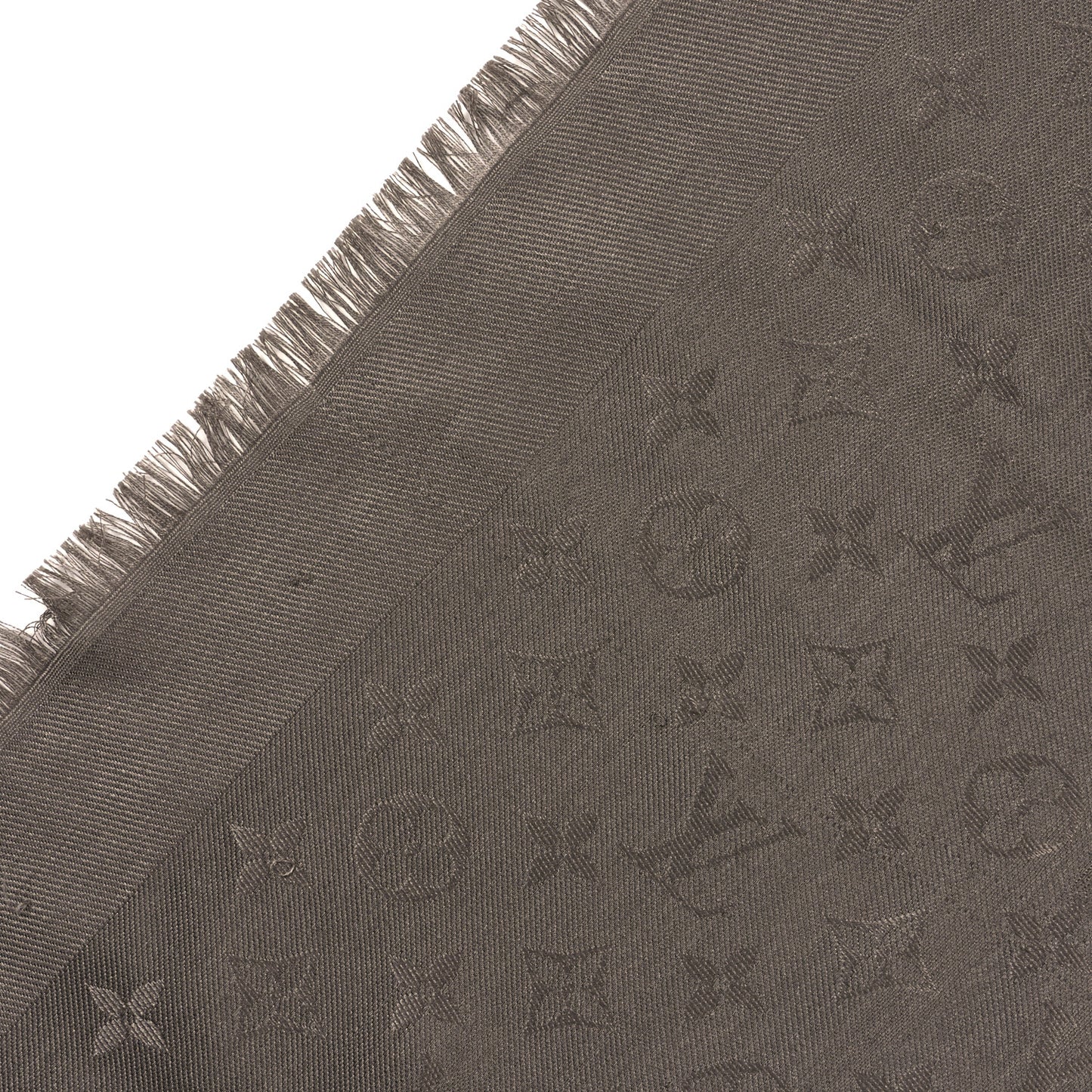 Silk Wool Monogram Shine Classic Shawl Taupe