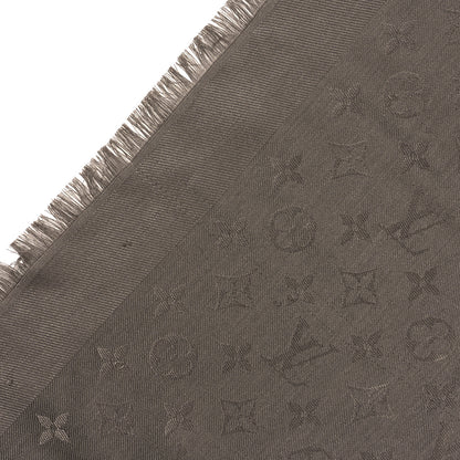 Louis Vuitton Silk Wool Monogram Shine Classic Shawl Taupe 5 of 6