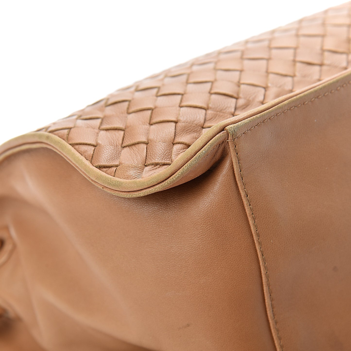Nappa Intrecciato Shoulder Bag Camel