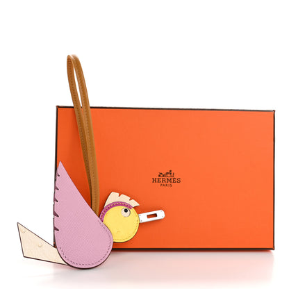 Hermes Ostrich Epsom Swift Birdy Bag Charm Mauve Sylvestre Nata Jaune Citron Magnolia Sesame 4 of 4