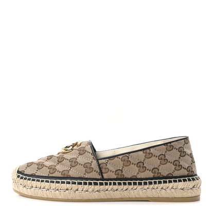 Gucci Monogram Matelasse Diagonal GG Marmont Espadrilles 39 Beige Ebony Black 1 of 11