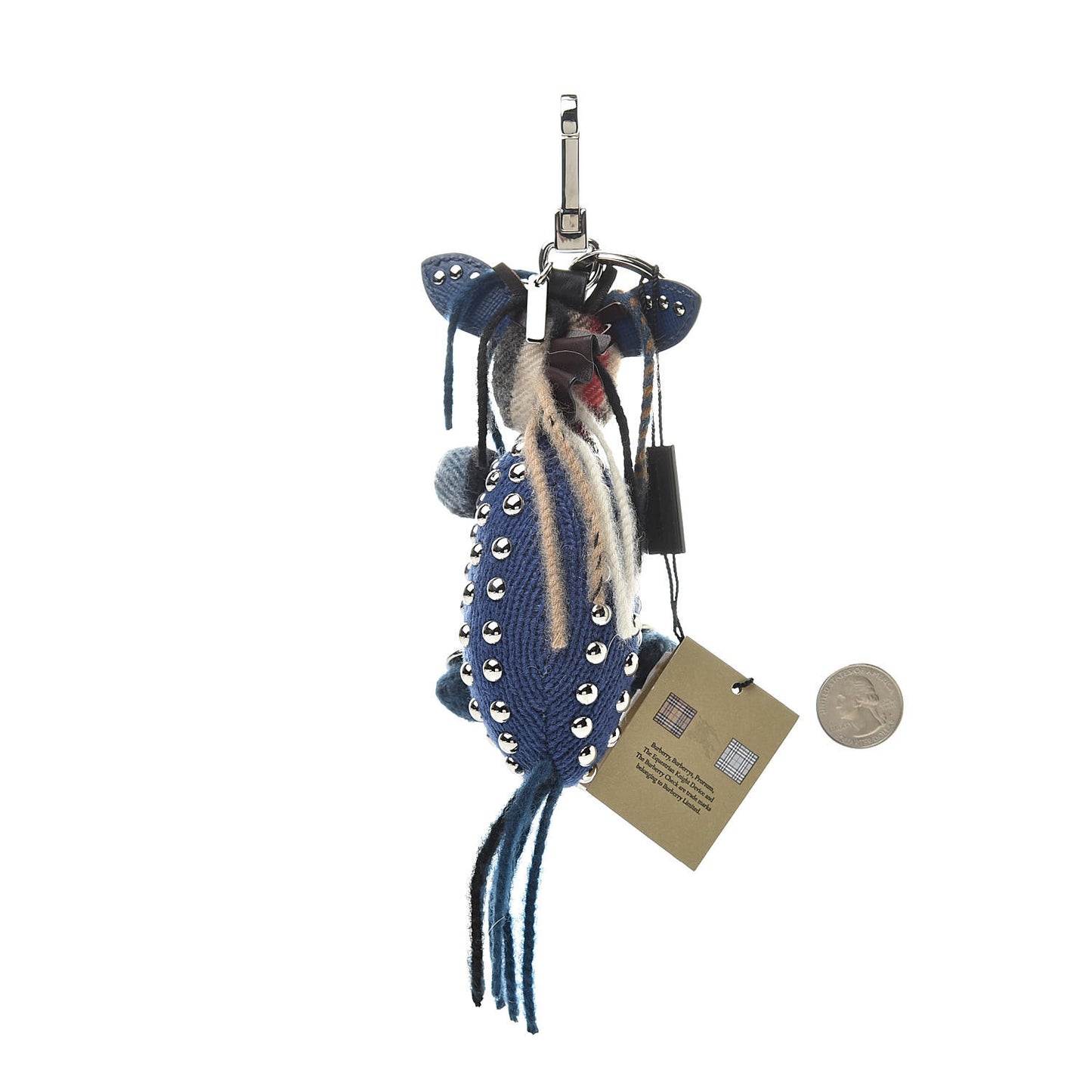 Calfskin Wool Cashmere Studded Mabel The Donkey Bag Charm Navy Multicolor