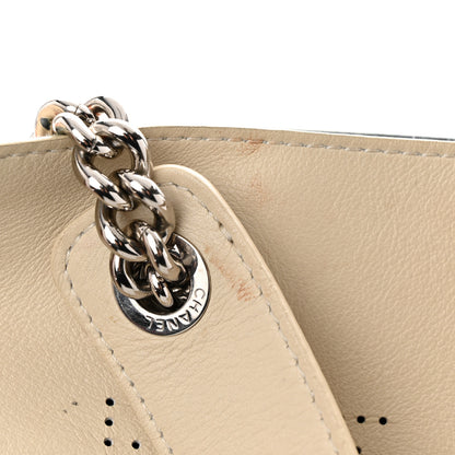 Chanel Calfskin Tweed Small Logo Eyelets Shopping Tote Beige 14 of 20