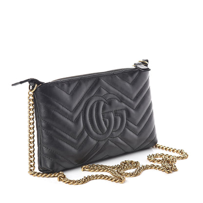 Gucci Calfskin Matelasse Mini GG Marmont Chain Bag Black 3 of 10
