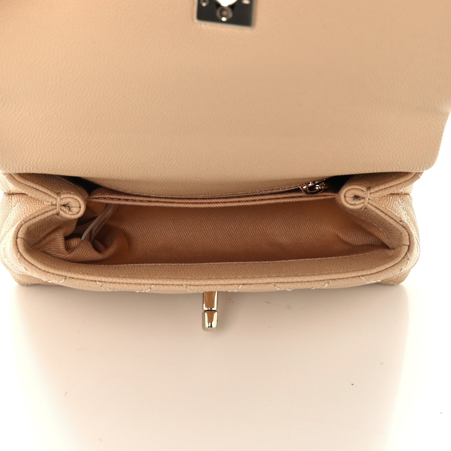 Chanel Caviar Lizard Embossed Quilted Extra Mini Coco Handle Flap Beige 5 of 11