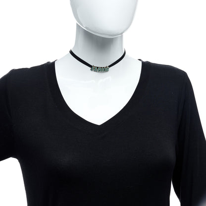 Christian Dior Grosgrain Ribbon Turquoise J'Adior Logo Choker Necklace Black 2 of 4