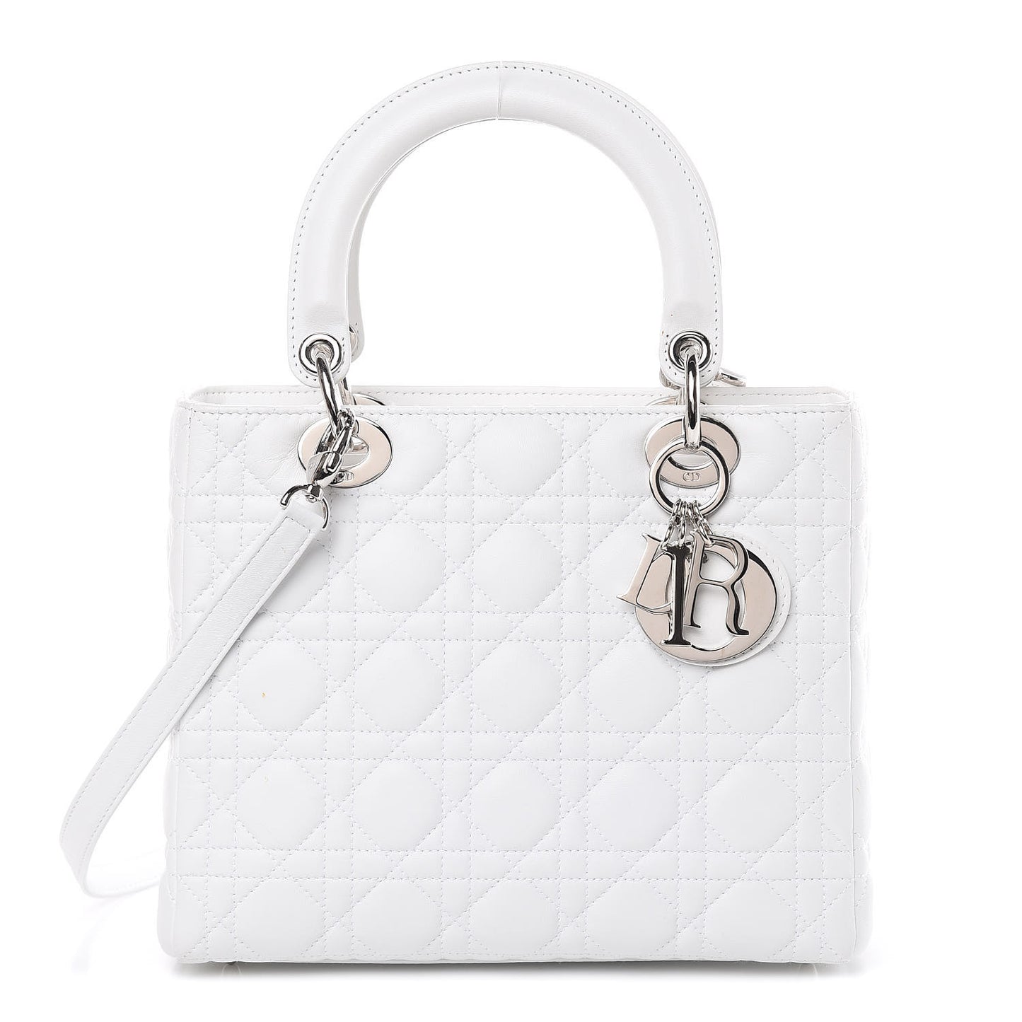 Lambskin Cannage Medium Lady Dior White