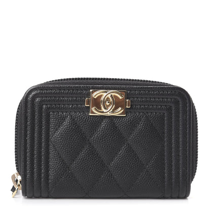 Chanel Caviar Quilted Boy Zip Around Coin Purse Wallet Black 1 of 6