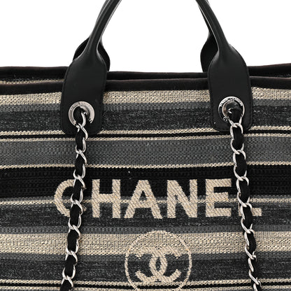 Chanel Striped Canvas Medium Deauville Black 8 of 10