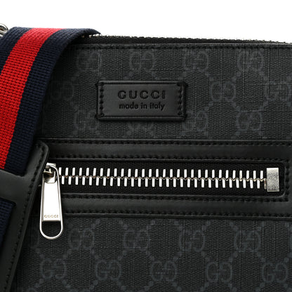 Gucci GG Supreme Monogram Web Small Flat Messenger Bag Black Grey 8 of 12