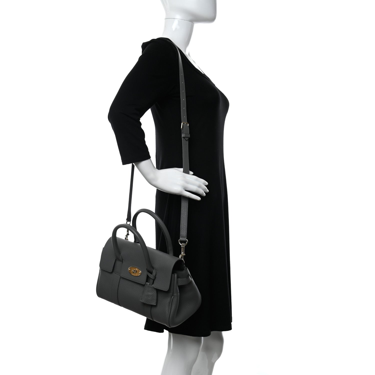 Mulberry Classic Grain Small Bayswater Satchel Mole Grey 2 of 10