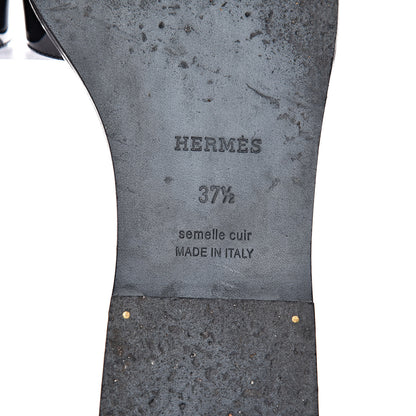 Hermes Patent View Sandals 37.5 Black 8 of 13