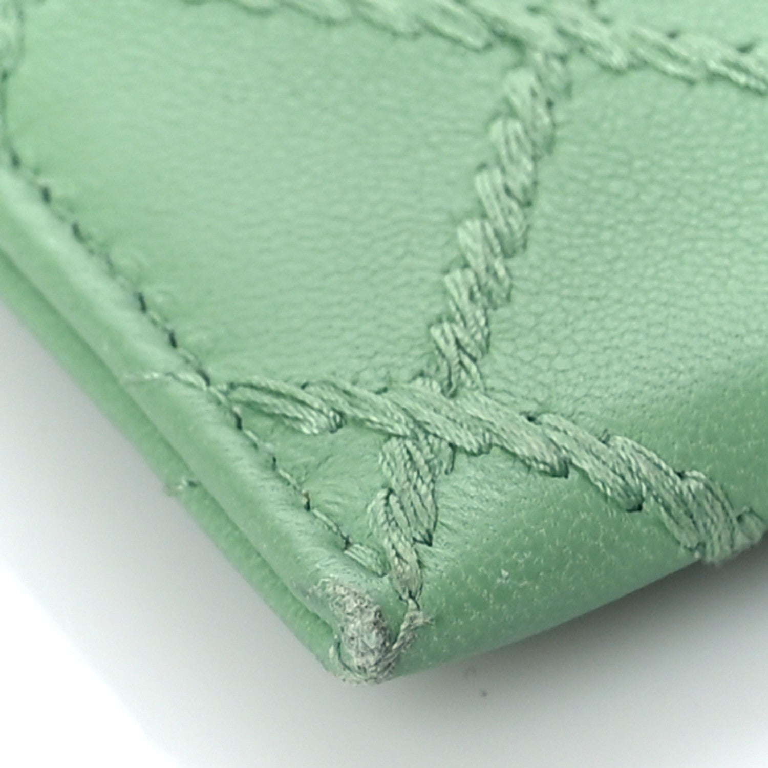 Chanel Lambskin Double Stitch Card Holder Green 9 of 11