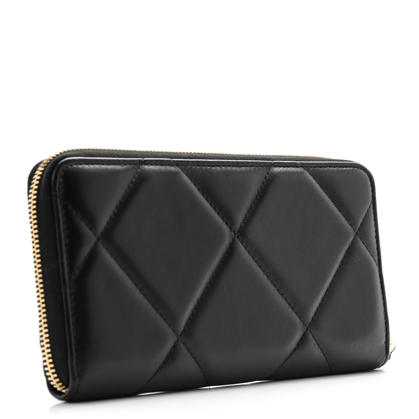 Lambskin Quilted 19 Long Zipped Around Wallet Black