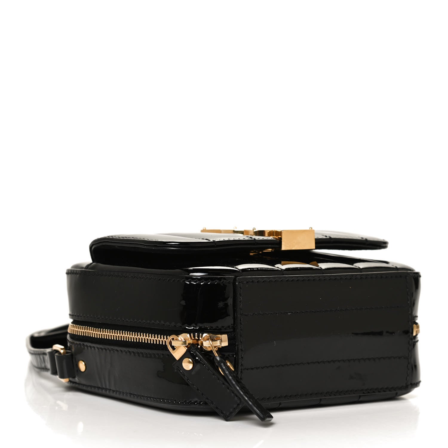 Saint Laurent Patent Calfskin Matelasse Monogram Small Vicky Chain Bag Black 4 of 10